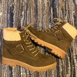 Army green combat boots
